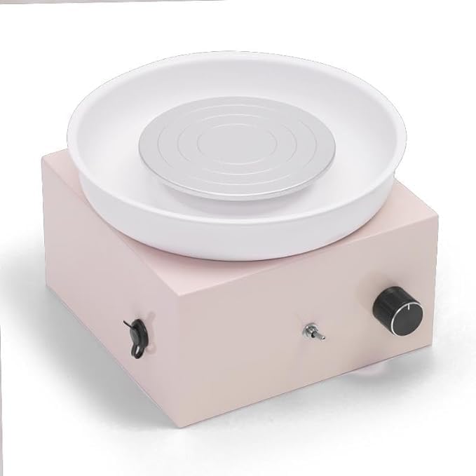 Huanyu Mini-Töpferscheibe 10 cm Töpferscheibe für Kinder und Jugendliche mit abnehmbarem Waschbecken (Rosa)