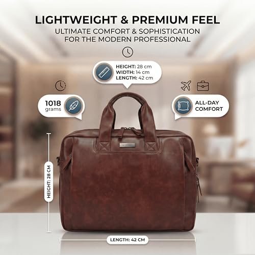 Image of VISMIINTREND Laptop Bags for Men Office Use | Stylish Leather Office, Messenger, Shoulder, Handbag | Fits 13 inch,14 inch, 15.6 Inch Laptops, Macbook | Corporate Gifts for Men, Women, Clients, Employees