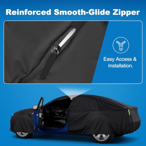 Image of QUNSUNUS Camaro Car Cover Compatible with SS, RS, Z28, IROC 1967-2002, Waterproof Car Cover for Chevy Camaro with Cotton Lining, All Weather Cover with Straps and Zipper