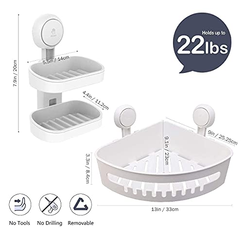 Taili Bathroom & Kitchen Suction Cup Storage Basket Set Pack Of 2 Wall Mounted Organizer For Shampoo,Soap, Conditioner, Shower Caddy Drill-Free With Vacuum Suction Cup For Kitchen & Bathroom #TOP1