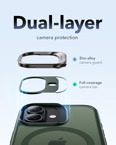 Image of ESR for iPhone 17 Case with Stash Stand, Camera Control Cover Compatible with MagSafe, Military-Grade Drop Protection Magnetic Phone Case, Scratch-Resistant Back Cover,Frosted Green