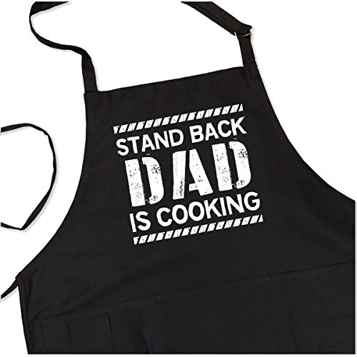 ApronMen, Stand Back Dad Is Cooking, Cotton Kitchen Apron - Gifts for Dad - BBQ Grill Apron for Men - Adjustable One Size Fits All - Cooking Gifts For Men