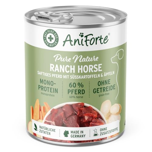 AniForte Hundefutter Nass RanchHorse 6 x 400g – Nassfutter für Hunde, Frisches Pferd mit Gemüse & Früchten, hoher Fleischanteil, Natürliches Hundenassfutter getreidefrei