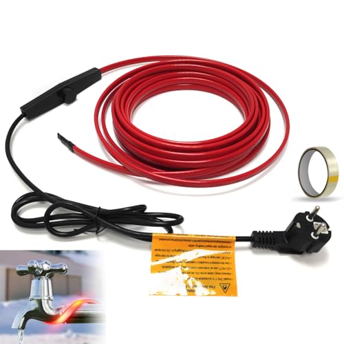 Frostschutz Heizkabel, Selbstregulierendes Heizkabel inkl. Thermostat und Schuko-Stecker, Rohrheizkabel für Rohrfrostschutz 25W/M 230V IP65, 2M