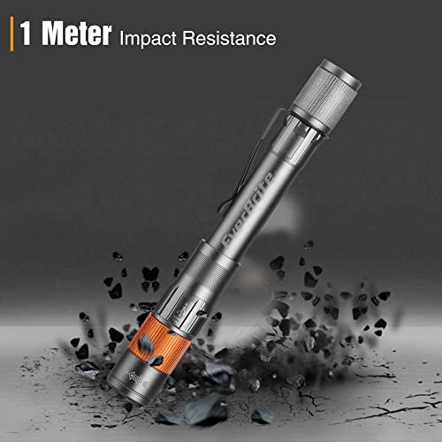 Image of EverBrite Rechargeable Pen Light, 300 Lumens EDC Flashlight, Zoomable LED Pocket Flashlight with Clip, Memory Function and USB C Cable Included, for Camping, Emergency, Gray