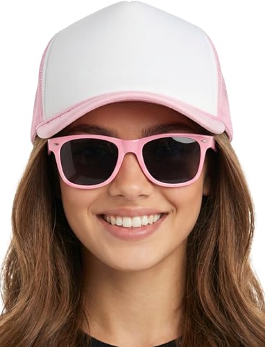 Image of Funky Junque Foam Trucker Hat, Trucker Hats for Women & Men - Blank Adjustable Snapback Mesh Back Baseball Cap