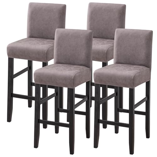 Image of FUANGUI Bar Stool Covers Set of 4, Stretch Bar Stool Seat Covers | Washable Removable Bar Chair Covers with Backs Slipcovers, Bar Chair Covers Square for Kitchen Dining Room Cafe