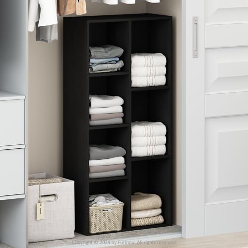 Image of Furinno Reed Closet Organizers and Storage, 7-Cube Closet Organizer, Open Shelf Closet Storage, for Wardrobe, Bedroom, Living Room, Blackwood