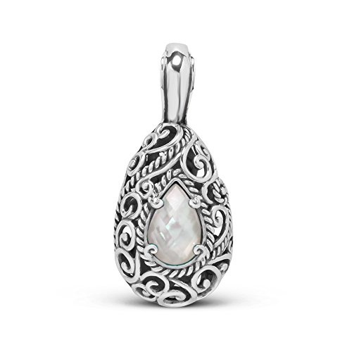 Carolyn Pollack Sterling Silver White Mother of Pearl Gemstone Doublet Pendant Enhancer