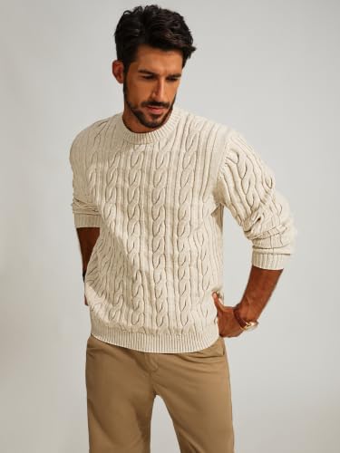 PJ PAUL JONES Mens Sweater Crewneck Cable Knit Pullover - Image 4