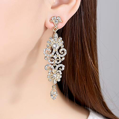 mecresh Gold/Silver Rhinestone Chandelier Wedding Bridal Dangle Earrings2