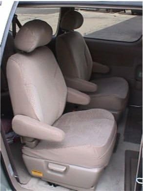 Durafit Seat Covers, Made to fit 1998-2003 Sienna, 7 Passenger Van Complete 3 Row Set, (Without Side Impact Airbags), Exact Fit Car Minivan Car Seat Covers, in Gray Velour Fabric