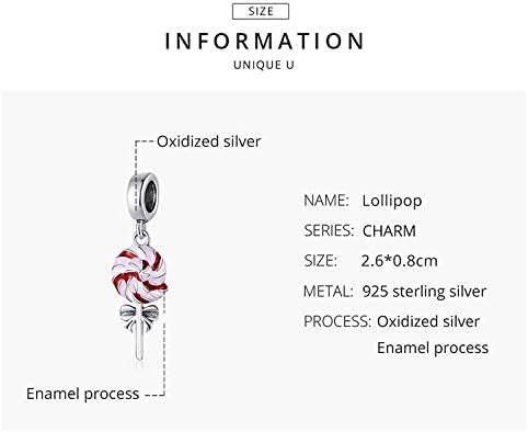 Sweets Candy Charm Bead for Bracelets 925 Sterling Silver Birthday Mother's Day Christmas Charms for Pandora's Bracelets or Necklace Family Mom Wife (Pink Lollipop Charms) - Image 3