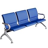 Sillas de recepción de 3 plazas azules con brazos de 4 cm de grosor, cojines de cuero duraderos, banco de sala de espera para clínicas, bancos, aeropuertos, muebles elegantes