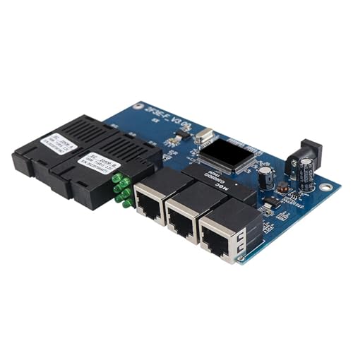 JUJUFREE Transceptor industrial de fibra opt de 100 Mbps con 2 fibras y 3 puertos Ethernet, transmisión estable de 20 km