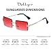 Dollger Rimless Rectangle Sunglasses for Women Men Y2K Frameless 90s Square Clear Colored Glasses Unisex Red