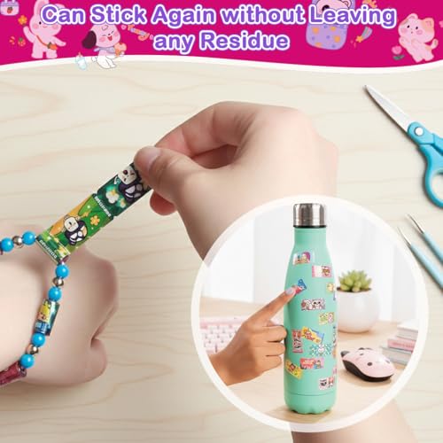 Image of PATPAT 40Pcs DIY Sticky Rolls Bracelet Kit, Fun Sticker Roll Bracelet for Girls Stylish with 40 Mini Stickers, Assorted Beads & Charms, Friendship Bracelet Making Set Birthday Gift for Kids