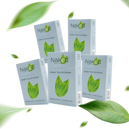 NAKED Green Tea Cigarettes BOLD Herbal 5-Pack Bundle, 100-cigs Made-in-USA Free of Nicotine, Tobacco & No-Chemical Additives.