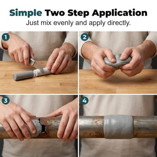 Image of Steel Reinforced Epoxy Putty, 2026 New Waterproof Heat-Resistant Epoxy Putty Repair Kit, All Purpose Filler Putty AB Epoxy Clay for Metal Wood Tile Ceramics for Bonding Repairing Sculpting (2PCS)