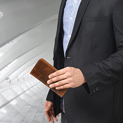 Jajmo Legacy Long Wallet For Men, Top Grain Leather Checkbook Cover, Western Rodeo Wallets For Men, Long Bifold Wallet With 11 Compartments #TOP1