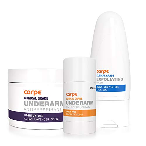 Carpe Clinical Grade Underarm Regimen - Combat sweat, Block excessive sweating and Help control hyperhidrosis with a Premium 3-step Sweat Protection System of Leading Hyperhidrosis Products - Mandarin Scent