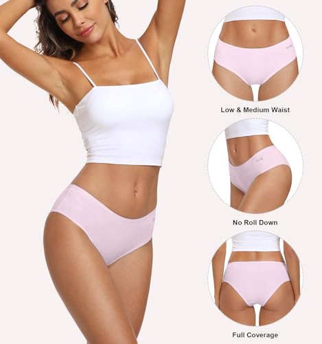 Coskefy Womens Underwear,6 Pack Soft Cotton Low Rise Breathable Solid Color Hipster Panties For Women thumb #1
