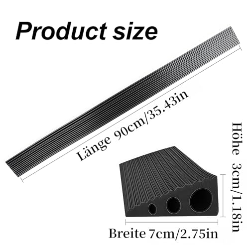 CUTIS Türschwellenrampe, 90x7x3 cm, PVC Rampe Saugroboter, Schwellenrampe, Geeignet für Saugroboter, Kinderwagen, Einkaufswagen, Rollatoren und E-Scooter, Rampe Türschwelle (Schwarz)