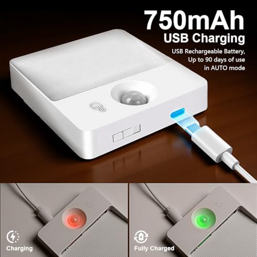 Image of ELEPHANTBOAT 2PCS RGB Motion Sensor LED Light, 16-Color Magnetic Wireless Rechargeable 3 Sensor Modes&Adjustable Brightness, Sensor Light for Home Indoor, Hallway, Staircase & Closet