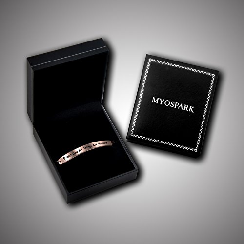 MYOSPARK Religious Jewelry Matthew 19:26 "With God All Things Are Possible Cuff Bracelet4