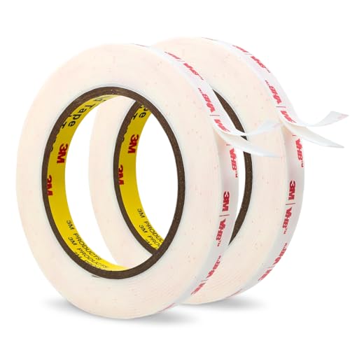 Image of 3M Double Sided Tape Heavy Duty 1 /2'' x 15.4Ft 4950 White 2 Pack | Waterproof Heat Resistant 0.043in Thick Foam Mounting Tape for Car, Home, Office, Decoration