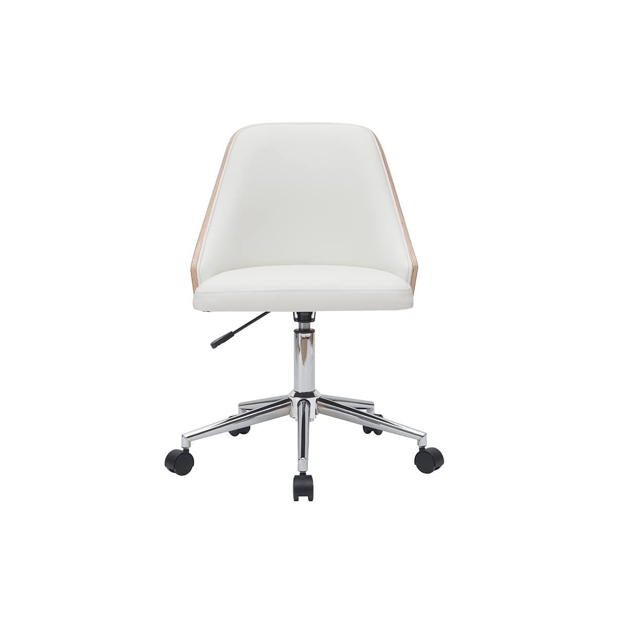 Miliboo Fauteuil de Bureau Design Blanc et Bois Clair QUINO