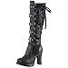 ZEELIY Bottes Hautes Hiver Femme, Halloween Noël Bottines Talon Haut Bloc du Genou Longue Pointu Bottes PU Cuir Boucle Sangle Bandage Rétro Mode Steampunk avec Zipper Noir 41 EU