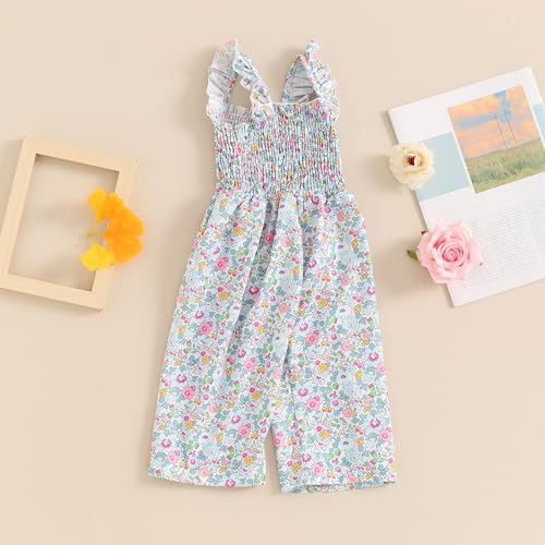 Toddler Girl Wide Leg Romper Baby Floral One Piece Newborn Pants Jumpsuit Flare Pants Overalls Summer Playsuit4