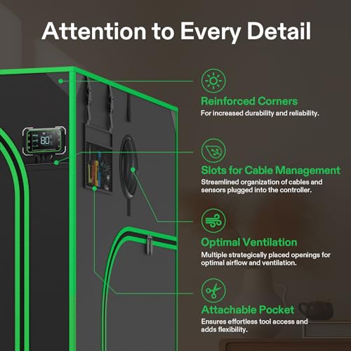 Image of VIVOSUN P558 PRO Grow Tent 5x5 Large Indoor Grow Tents 60 inchx60 inchx 80 inch | High CFM Kit, Thickest 1 inch Poles, 2000D Canvas,High Reflective Mylar, Large Observation Window, Extra Bars and CFM Kit