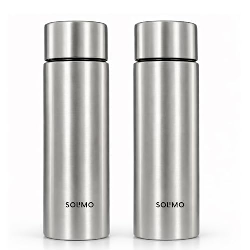 Image of Amazon Brand - Solimo Stainless Steel Water Bottle | Set of 2, (1000ml x 2) | Single Walled, Food Grade, Leakproof Lid Bottle For School Kids, College, Office, Gym, Travel & Outdoor