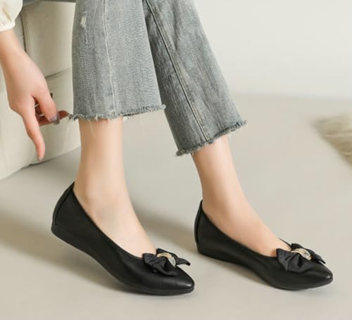 Bow Rhinestone Flats for Women Foldable Point Toe Flat Shoes Casual Comfortable Slip on Mary Jane Ballet Flats Dressy Work Shoes3