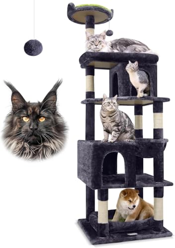 Globlazer Kratzbaum Groß Hoch 183 cm mit Katzenhaus Groß Plattform Korb Sitzstangen Bett Plüsch Katzenspielzeug, Katzenbaum Stabil für Große Katzen...