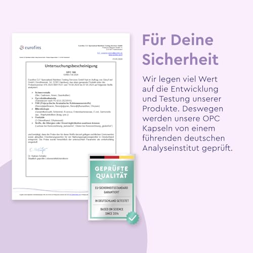 OPC Traubenkernextrakt Kapseln - 1052mg Extrakt PLUS Vitamin C pro Tagesdosis - Original französische Weintrauben - 180 vegane Tabletten - Unabhängig laborgeprüft