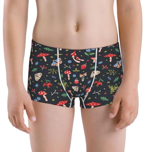 Boys' Cotton Boxer Brief Soft Underwear-Forest Flora And Insects