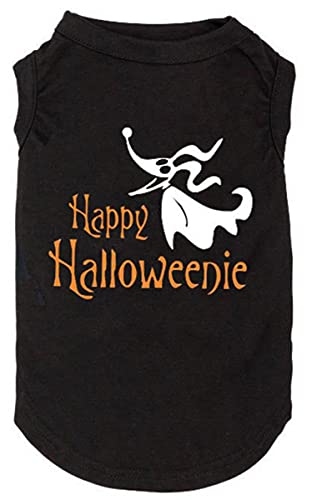 Futmtu Happy Halloween Dog Shirts Fall Witch Pumpkin Dog Bone Printed Costume Vest for Small Dogs Puppy T-Shirt (Black-3, Medium)