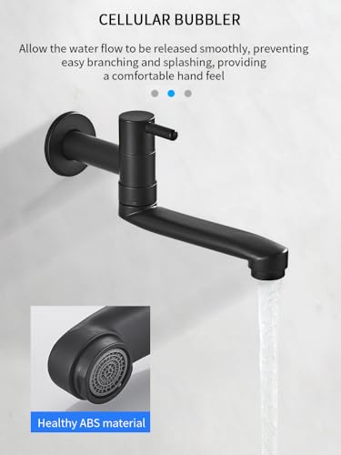 Robinet froid simple mural noir mat 36cm avec buse rotative 360 - 4