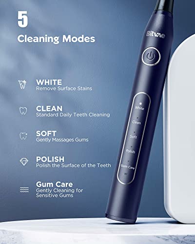 Bitvae Electric Toothbrush For Adults And Kids Ada Accepted Sonic Toothbrush With Rechargeable Power, Ultrasonic Travel Toothbrush With 8 Heads (Midnight Blue) #TOP3