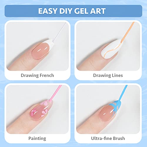 Gaoy Gel Polish Nail Art Gel Liner Set, 12 Colors Gel X Nail Paint Kit Of White Pink For Nail Design Diy Manicure And Pedicure At Home #TOP3