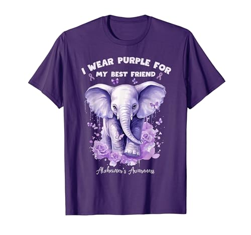 Elefante I Wear Purple For My Best Friend Alzheimer Camiseta