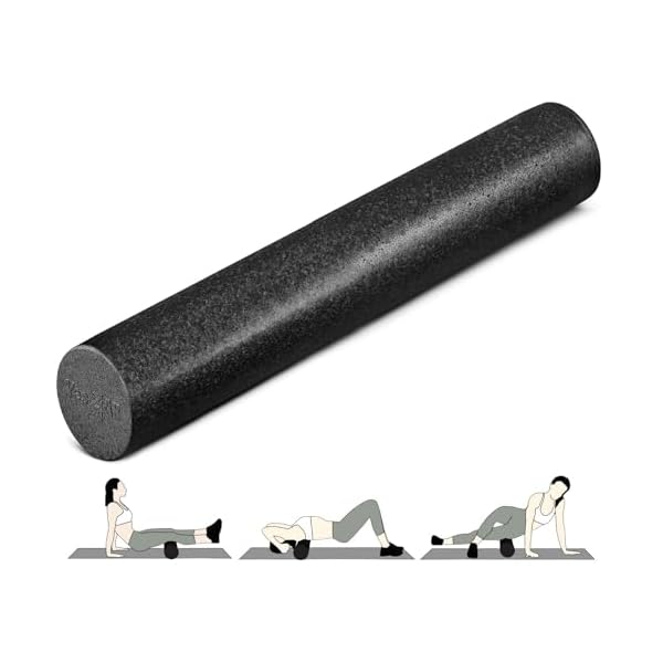Yes4All Foam Roller, EPP High-Density Material, High Firmness Level, Back Roller for Athlete & Professional, Suitable for Full Body Massage, Yoga & Pilates, Black, 36 Inch
