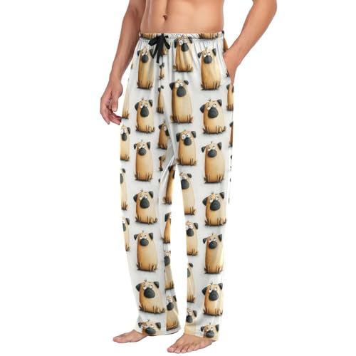 Men's Pajama Pants Funny Dog Print Lounge Pants with Pocket Drawstring S4