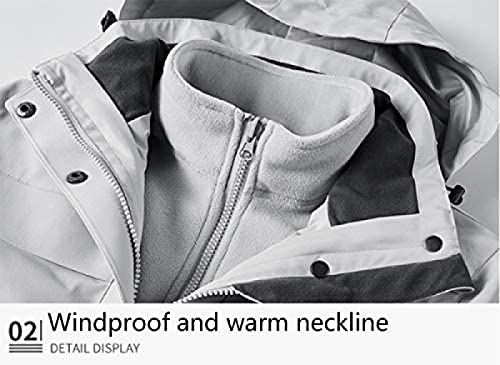 KONGWU Jaqueta camuflada para ambientes externos, jaqueta masculina 3 em 1 à prova d'água esqui nev