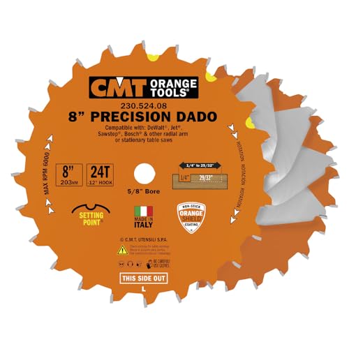 CMT Orange Tools 230.524.08 - Set Blades for Joints HW D=8 B=5/8 Z24 + 24 K=1/4 -> 29/32 a=-12