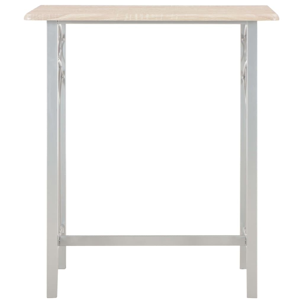 vidaXL Set da Bar 3 pz Tavolo e Sedie con Poggiapiedi Bancone 2 Sgabelli Alti Angolo Cucina Arredi per Esterni in Legno e Acciaio Rovere e Grigio