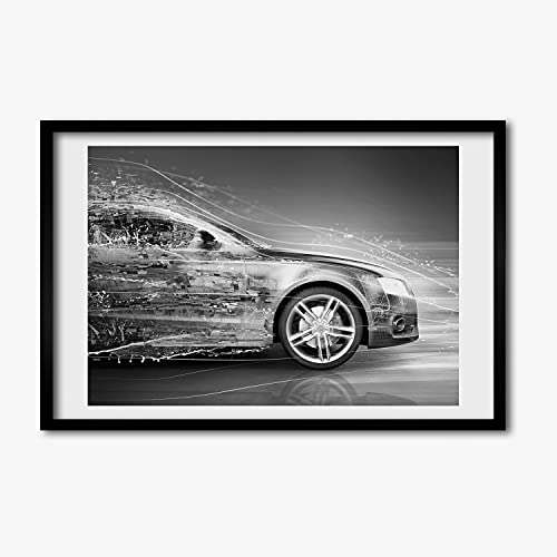 Cadre photo 60x40 cm Tulup en bois MDF avec affiche de voiture de course